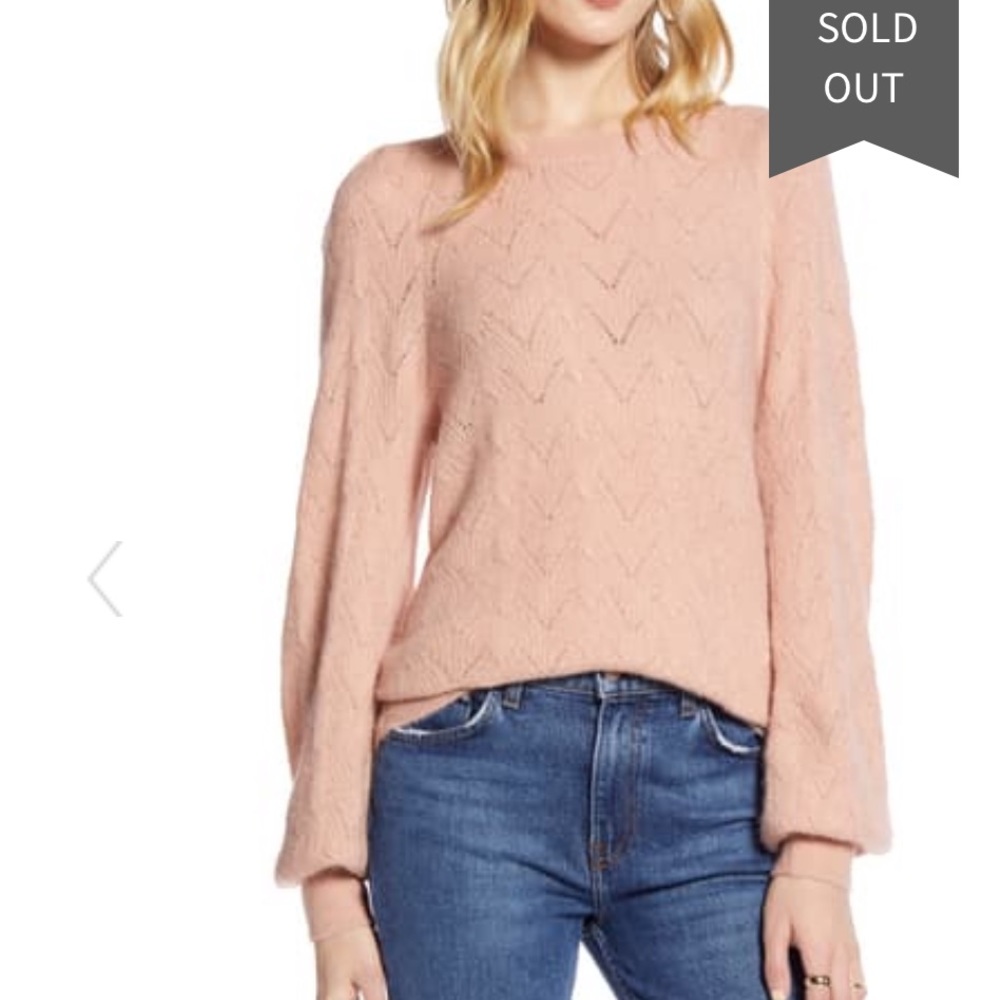 Halogen Pink Ribbed Pointelle Novelty Sweater L